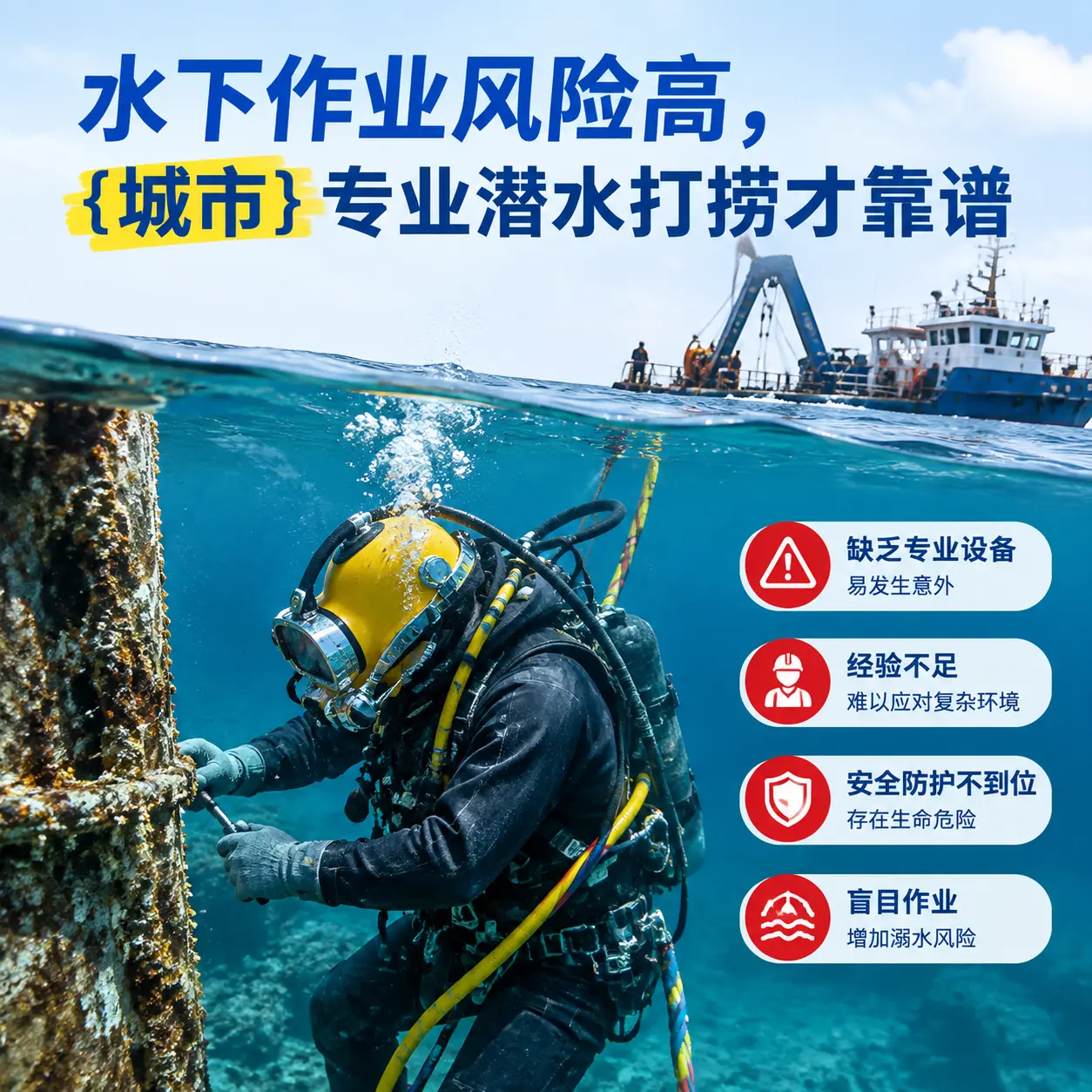 水下作业风险高，获嘉专业潜水打捞才靠谱